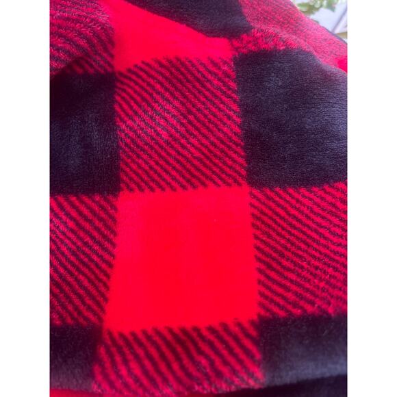 Victorias Secret Plush Robe Cardigan M/L Silver Sequin Dog Logo Red Black Check - Picture 7 of 11